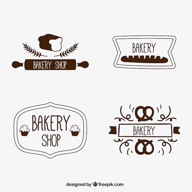 Free Vector hand drawn retro bakery badges