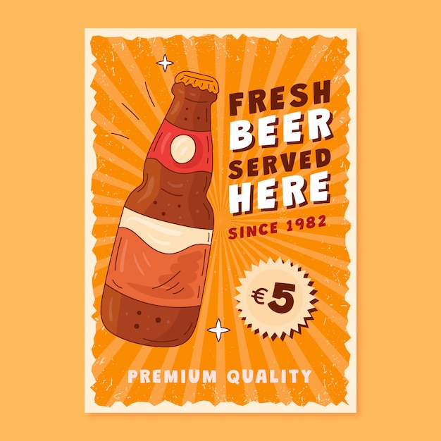 Hand drawn retro beer poster template for oktoberfest beer festival celebration