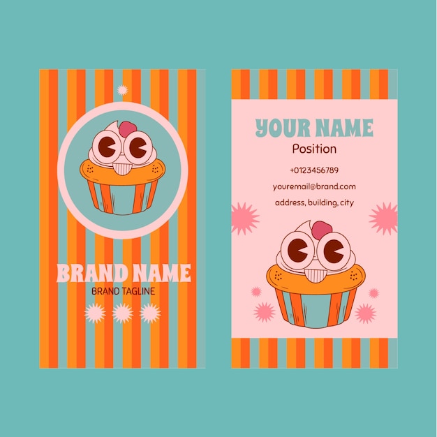 Free Vector hand drawn retro branding business card design template