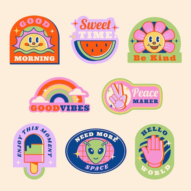 Hand drawn retro branding labels collection