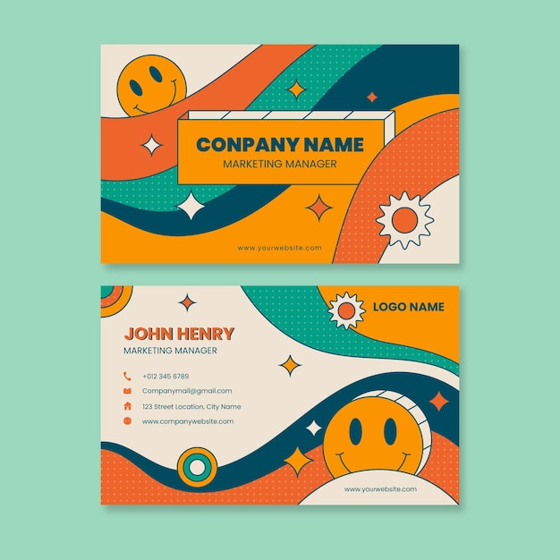 Hand drawn retro business card