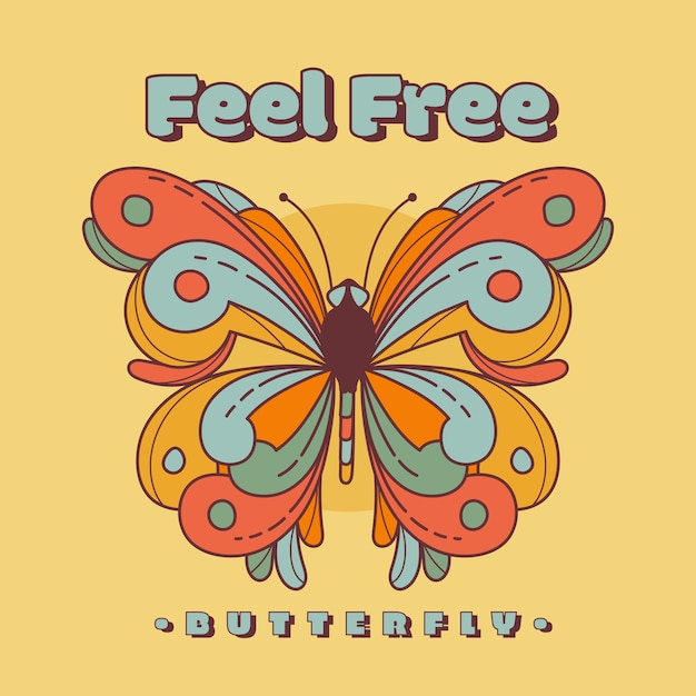 Free Vector hand drawn retro butterfly illustration