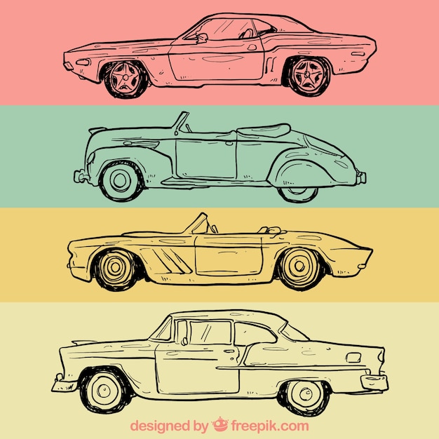 Free Vector hand drawn retro cars