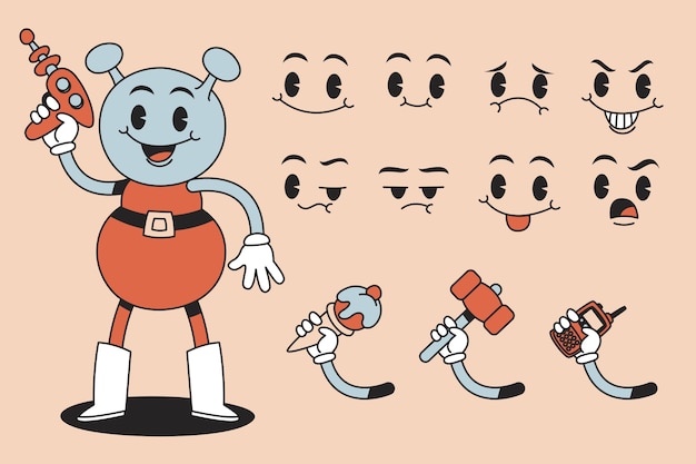 Free Vector hand drawn retro cartoon character constructor illustration