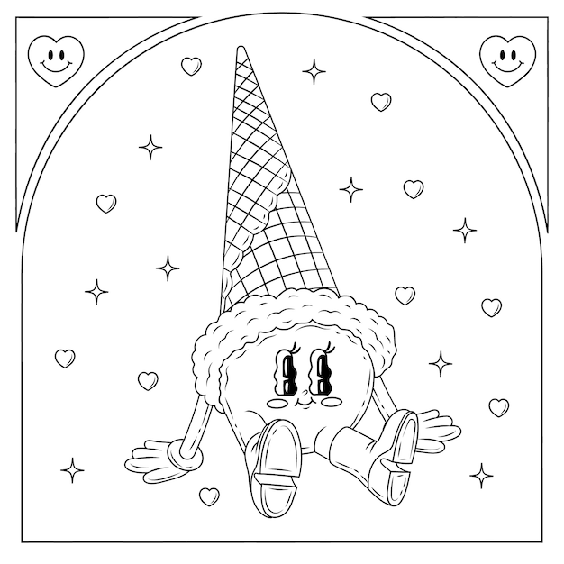 Free Vector hand drawn retro cartoon coloring page illustration