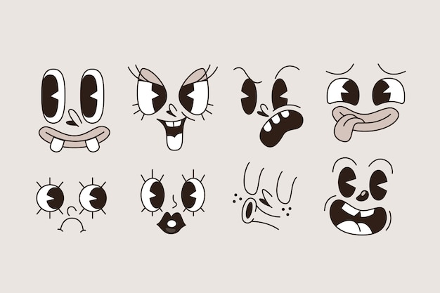 Free vector hand drawn retro cartoon face illustration