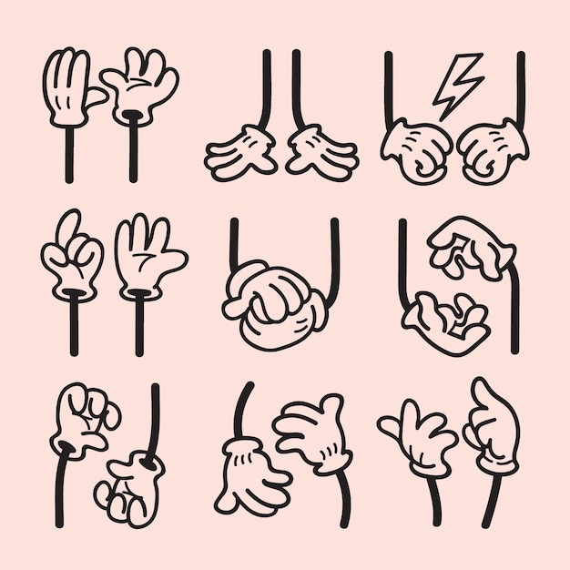 Free vector hand drawn retro cartoon hands illustration