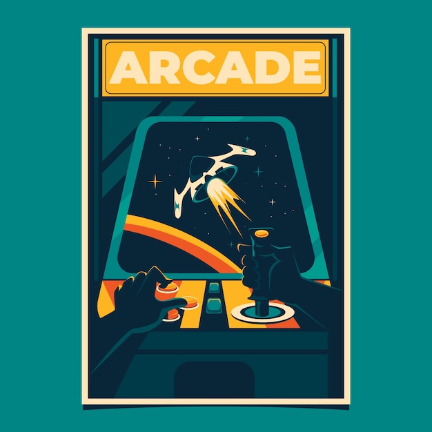 Free Vector hand drawn retro gaming poster design