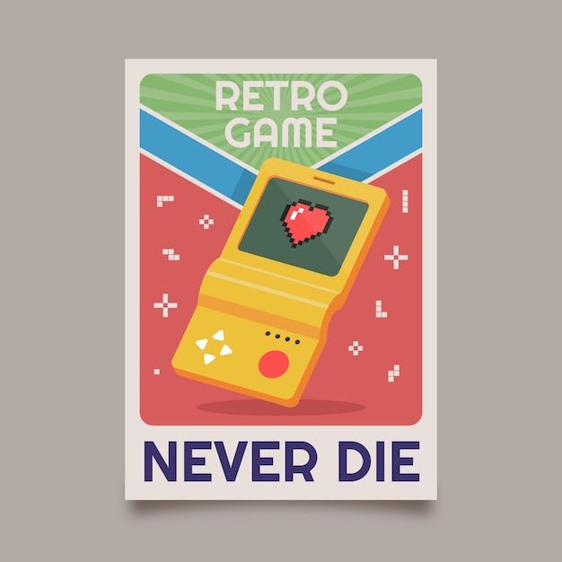 Free Vector hand drawn retro gaming poster template