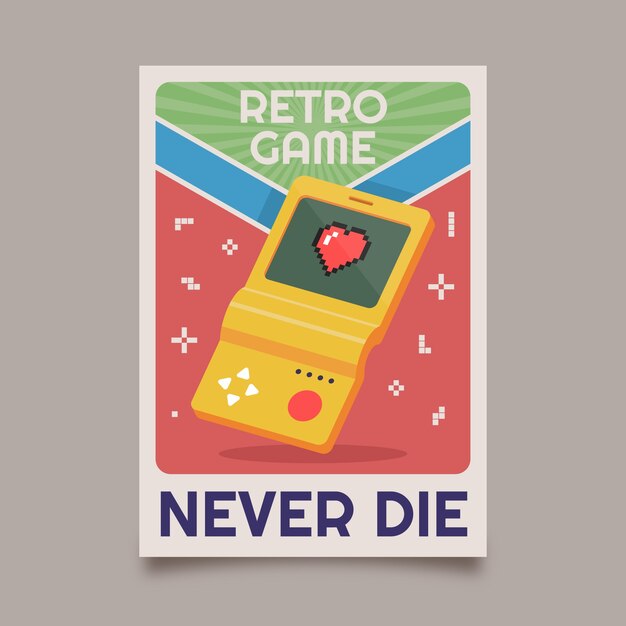 Hand drawn retro gaming poster template