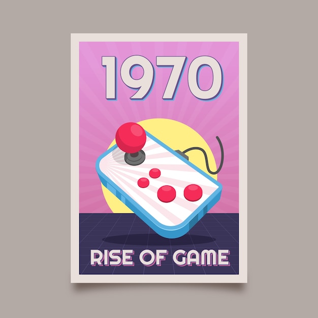 Hand drawn retro gaming poster template