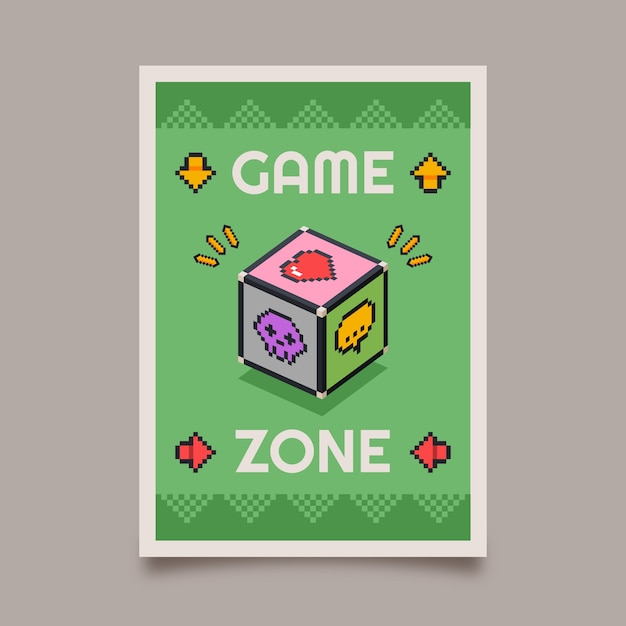 Free Vector hand drawn retro gaming poster template