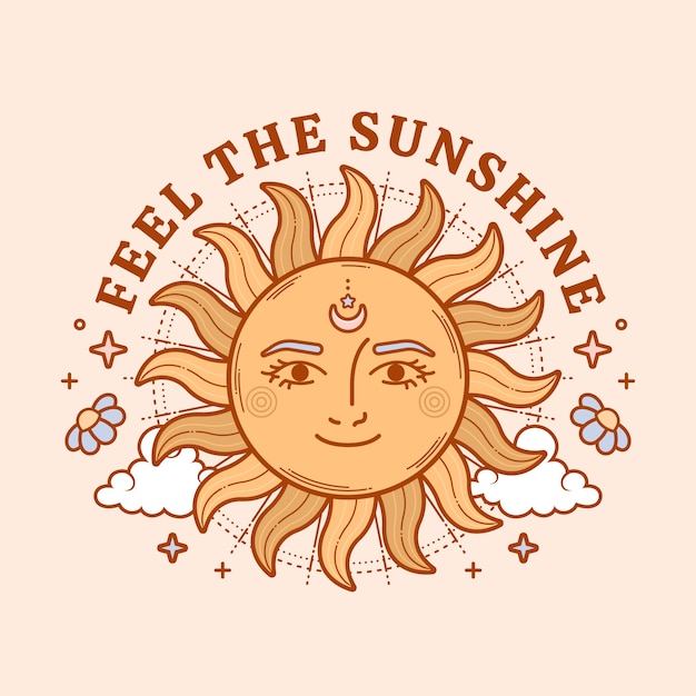 Free Vector hand drawn retro graphics sun illustration