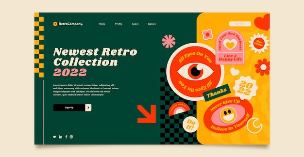 Free vector hand drawn retro landing page