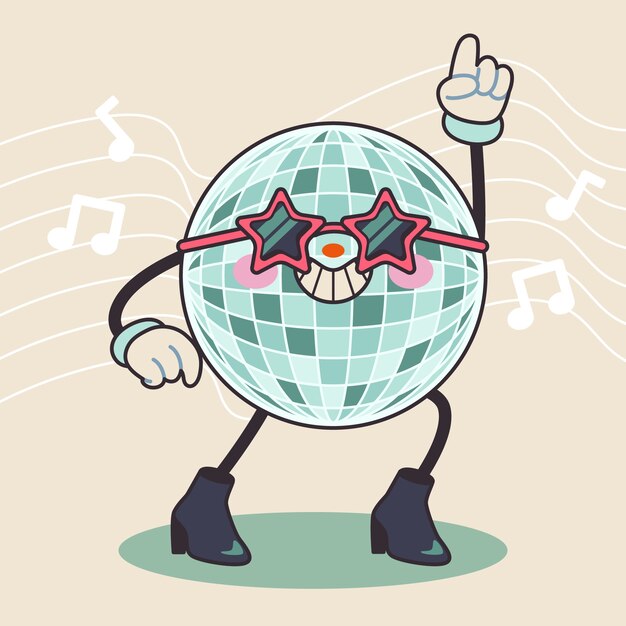 Hand drawn retro music characters cartoon illustration