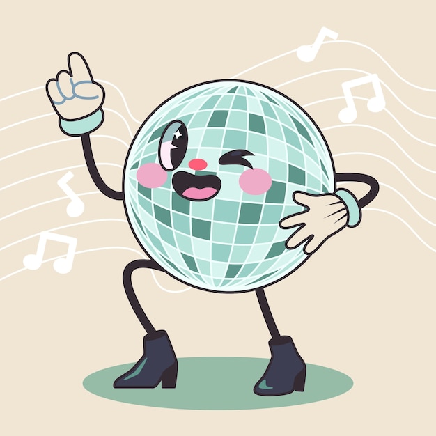 Hand drawn retro music characters cartoon illustration