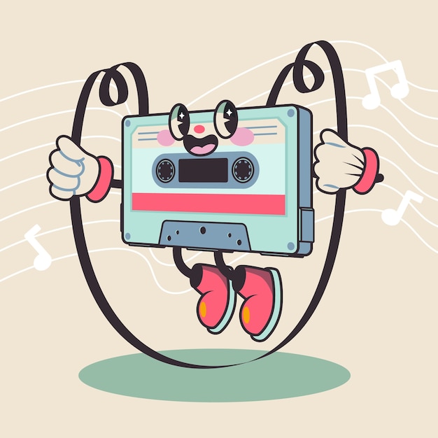 Free vector hand drawn retro music characters cartoon illustration