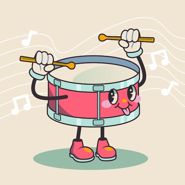 Hand drawn retro music characters cartoon illustration