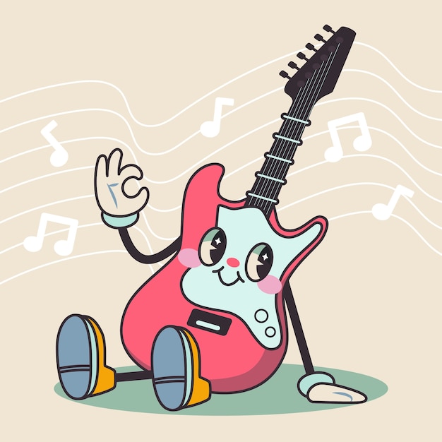 Free vector hand drawn retro music characters cartoon illustration