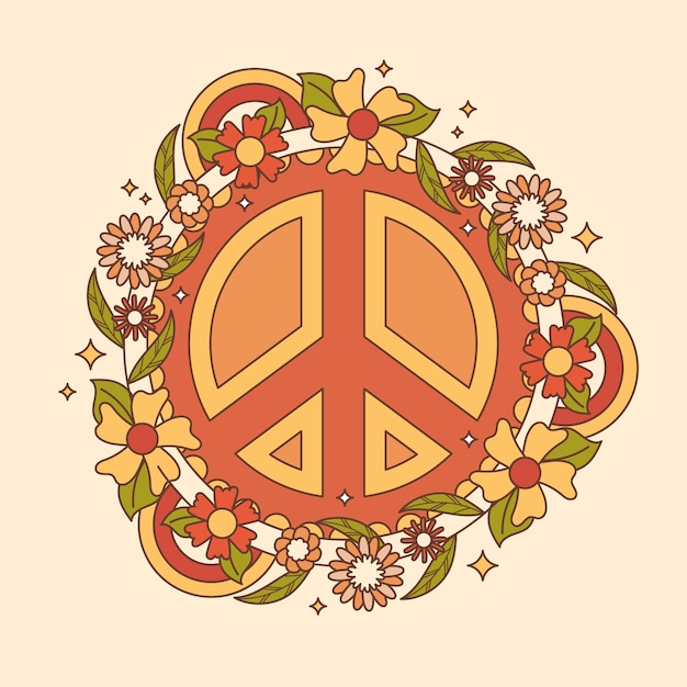 Free vector hand drawn retro peace symbol illustration