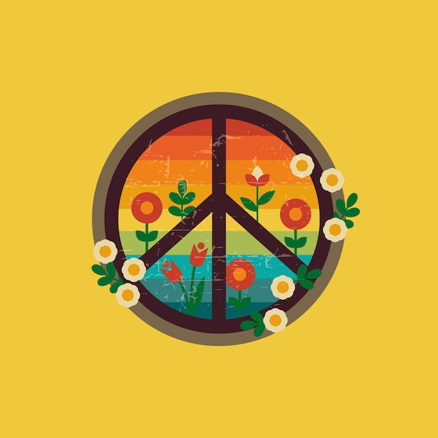 Free Vector hand drawn retro peace symbol illustration