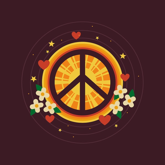 Free vector hand drawn retro peace symbol illustration