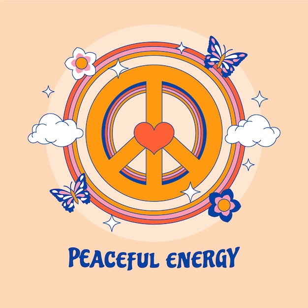 Free Vector hand drawn retro peace symbol illustration