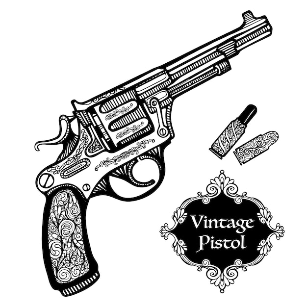 Hand Drawn Retro Pistols