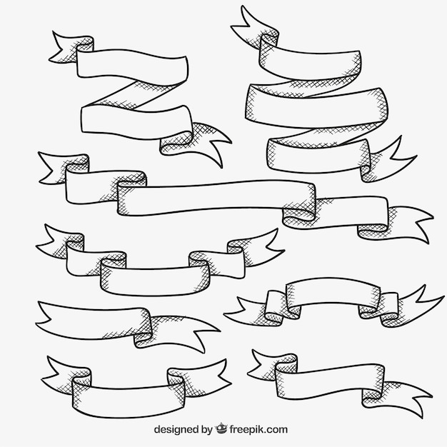 Free vector hand drawn retro ribbons