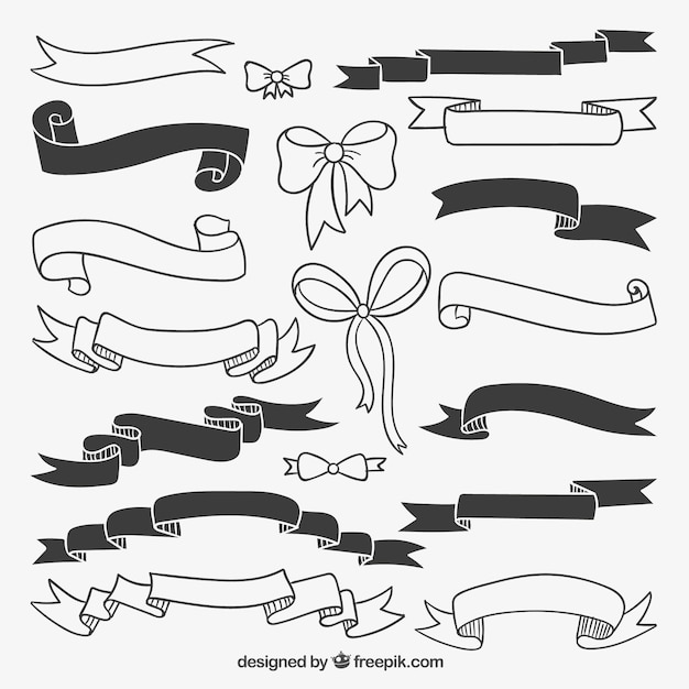 Hand drawn retro ribbons