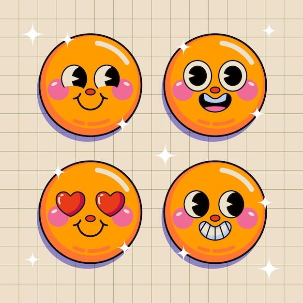 Free Vector hand drawn retro smiley emoji illustration