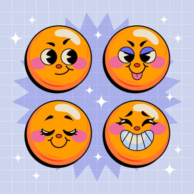 Free Vector hand drawn retro smiley emoji illustration