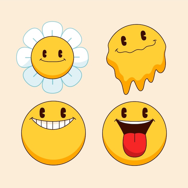 Free Vector hand drawn retro smiley emoji illustration