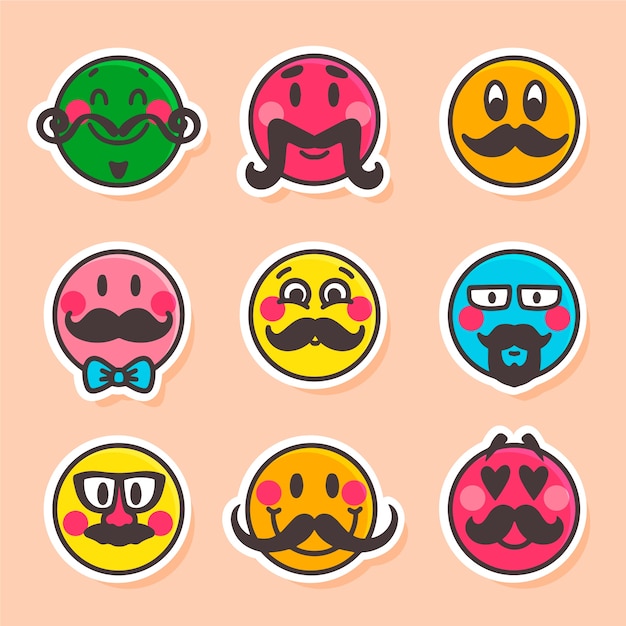 Hand drawn retro smiley emoji illustration