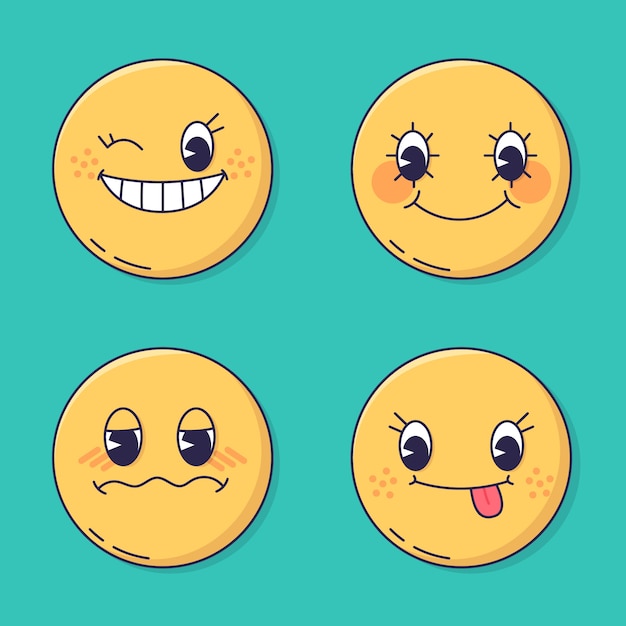 Free vector hand drawn retro smiley emoji illustration