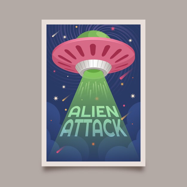 Hand drawn retro space poster template