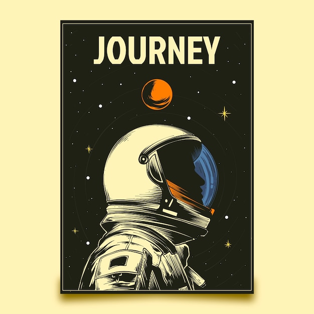 Free Vector hand drawn retro space poster template