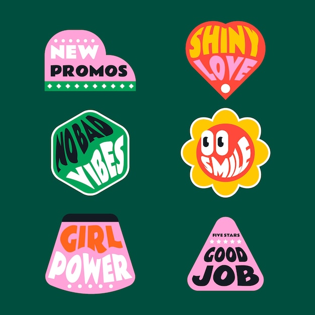 Free Vector hand drawn retro sticker collection