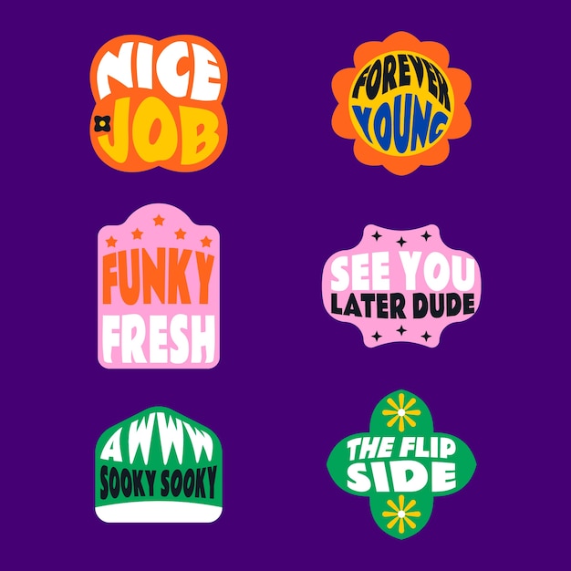 Free vector hand drawn retro sticker collection