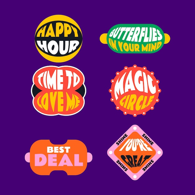 Free vector hand drawn retro sticker collection