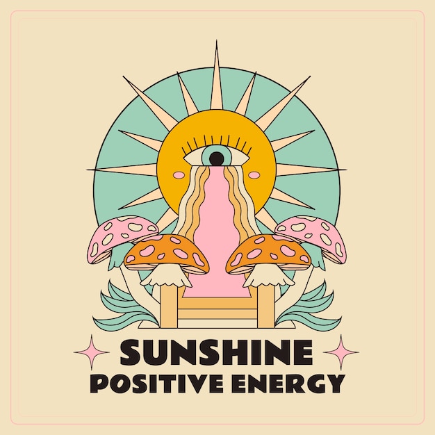 Free Vector hand drawn retro sun illustration