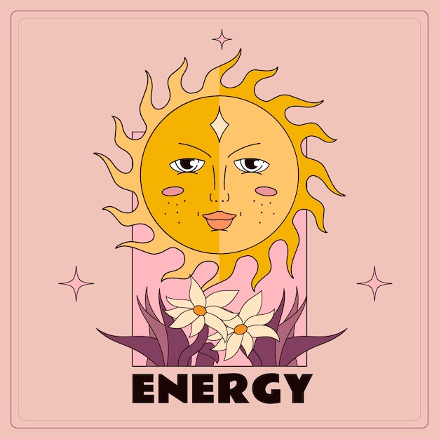 Free Vector hand drawn retro sun illustration