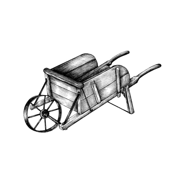 Free Vector hand drawn retro wooden cart