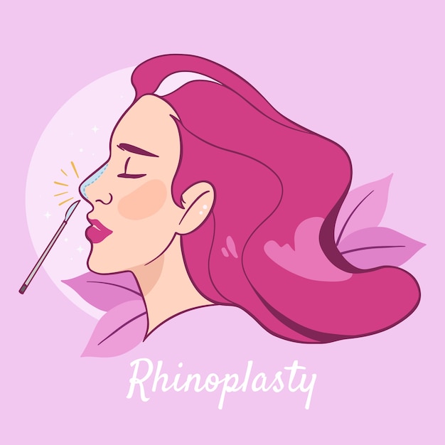 Hand drawn rhinoplasty illustration