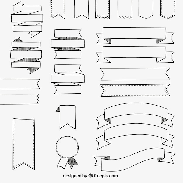 Free Vector hand drawn ribbons collection