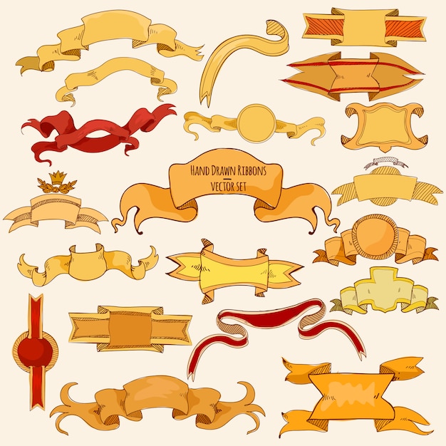 Free vector hand drawn ribbons colored