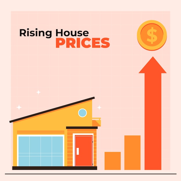 Free Vector hand drawn rising house prices illustration