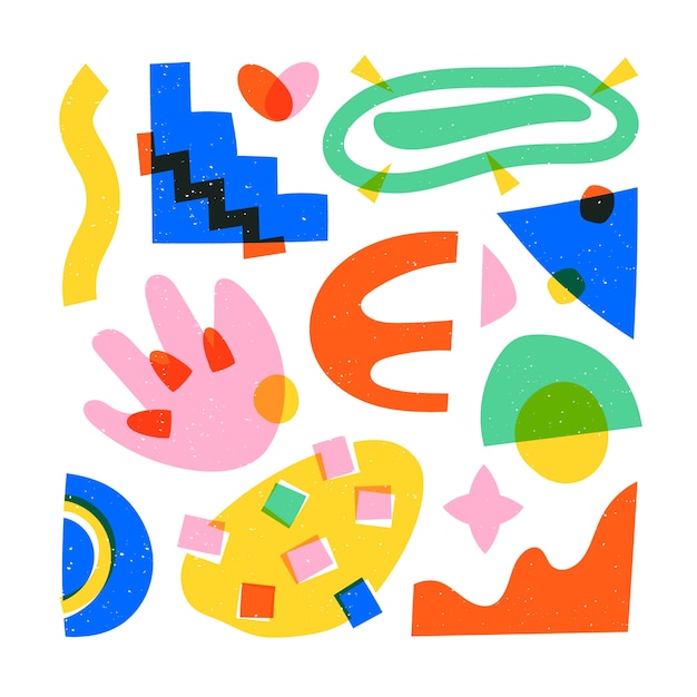 Free Vector hand drawn risograph element collection