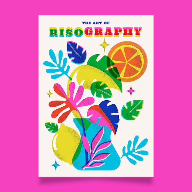 Free Vector hand drawn risograph poster design