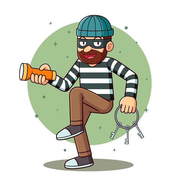 Hand drawn robber  cartoon illustration